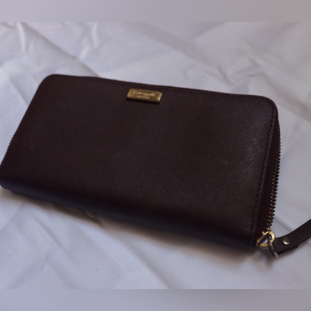 Kate Spade Burgundy Leather Zip Wallet